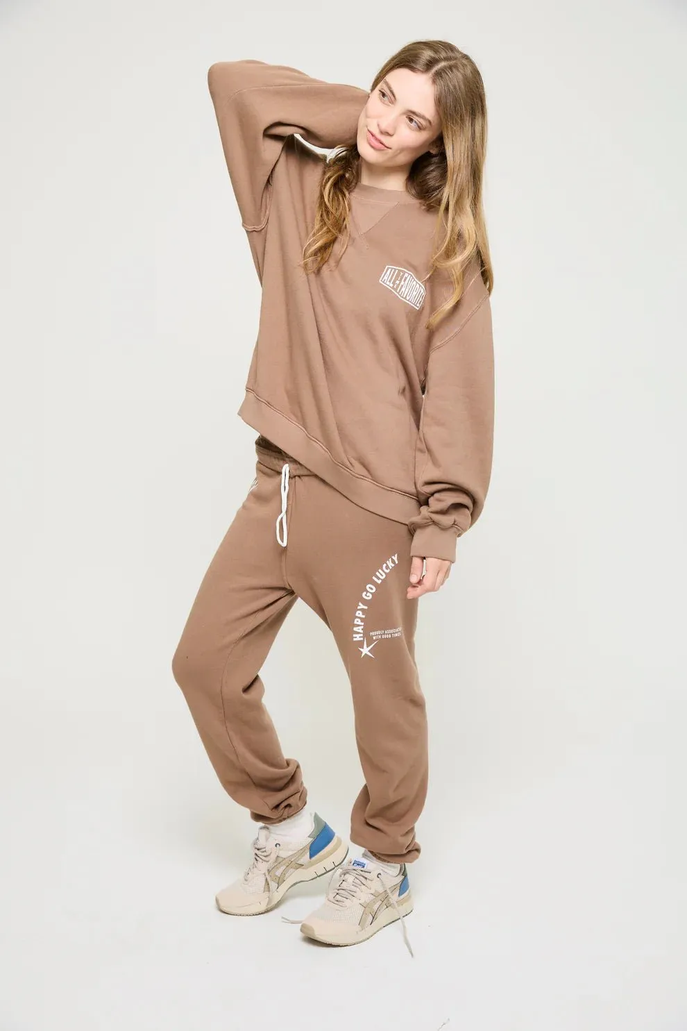 ATF - Mocha Happy Go Lucky Rollover Sweats