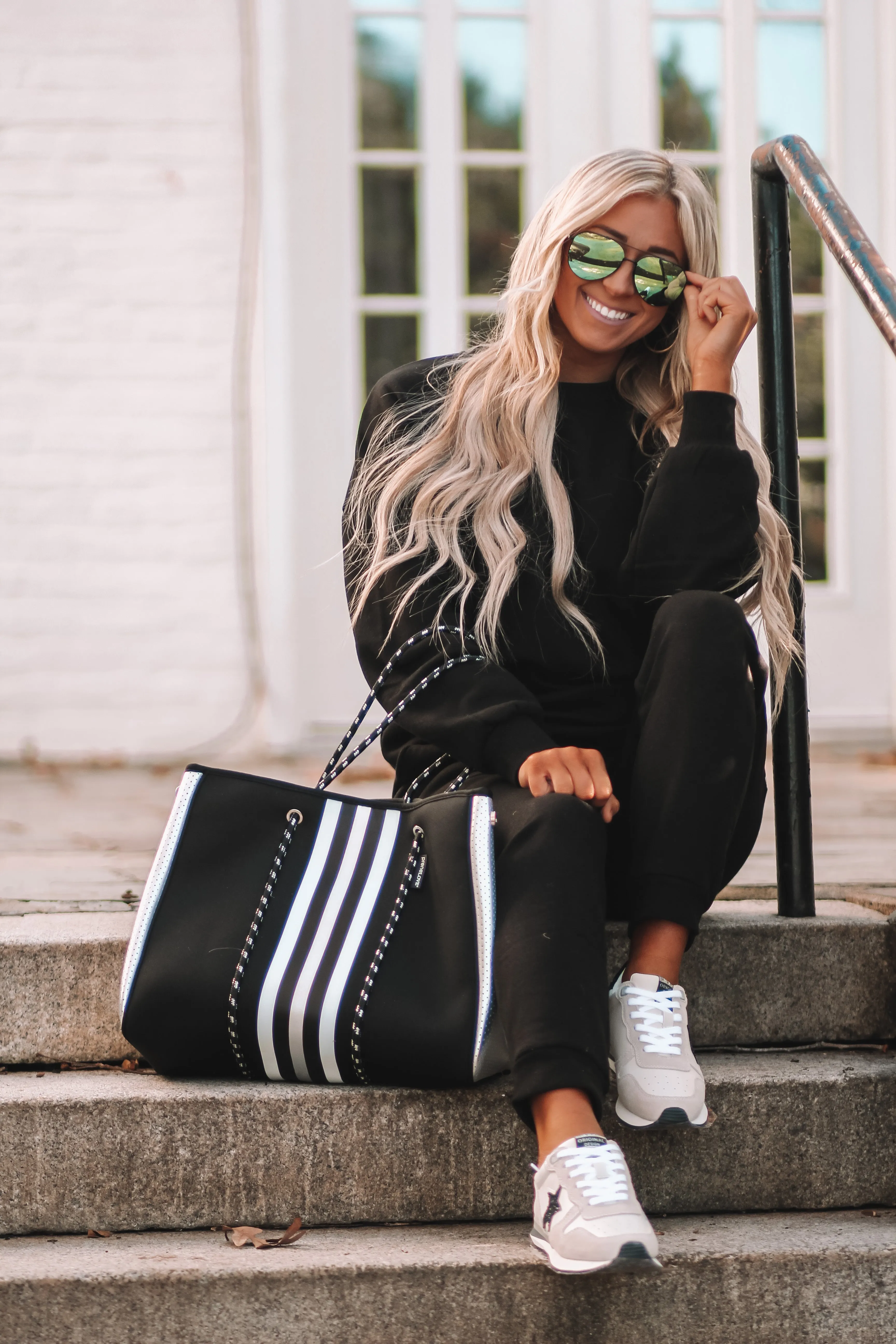 Black Drop Shoulder Sweatshirt & Jogger Lounge Set