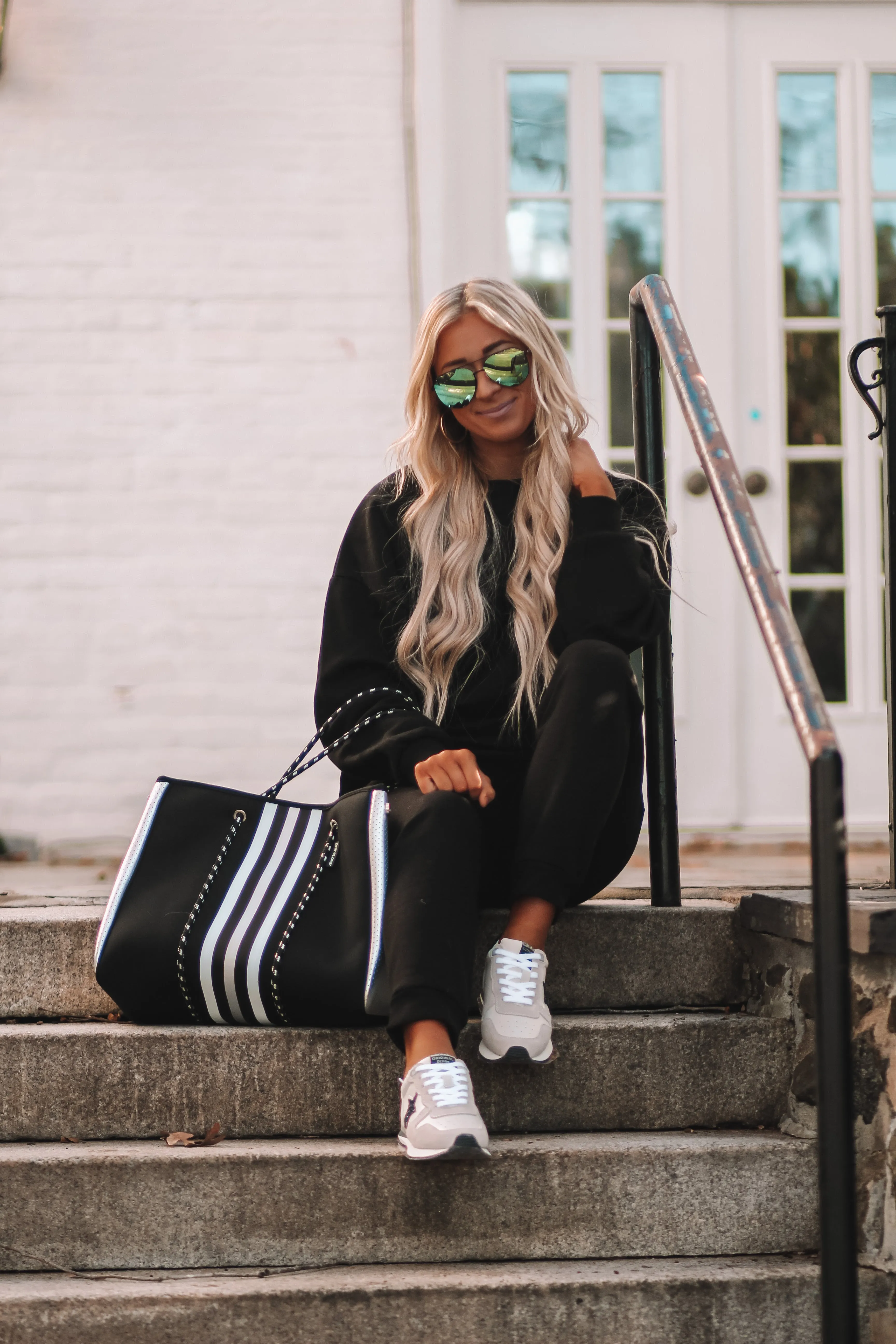 Black Drop Shoulder Sweatshirt & Jogger Lounge Set