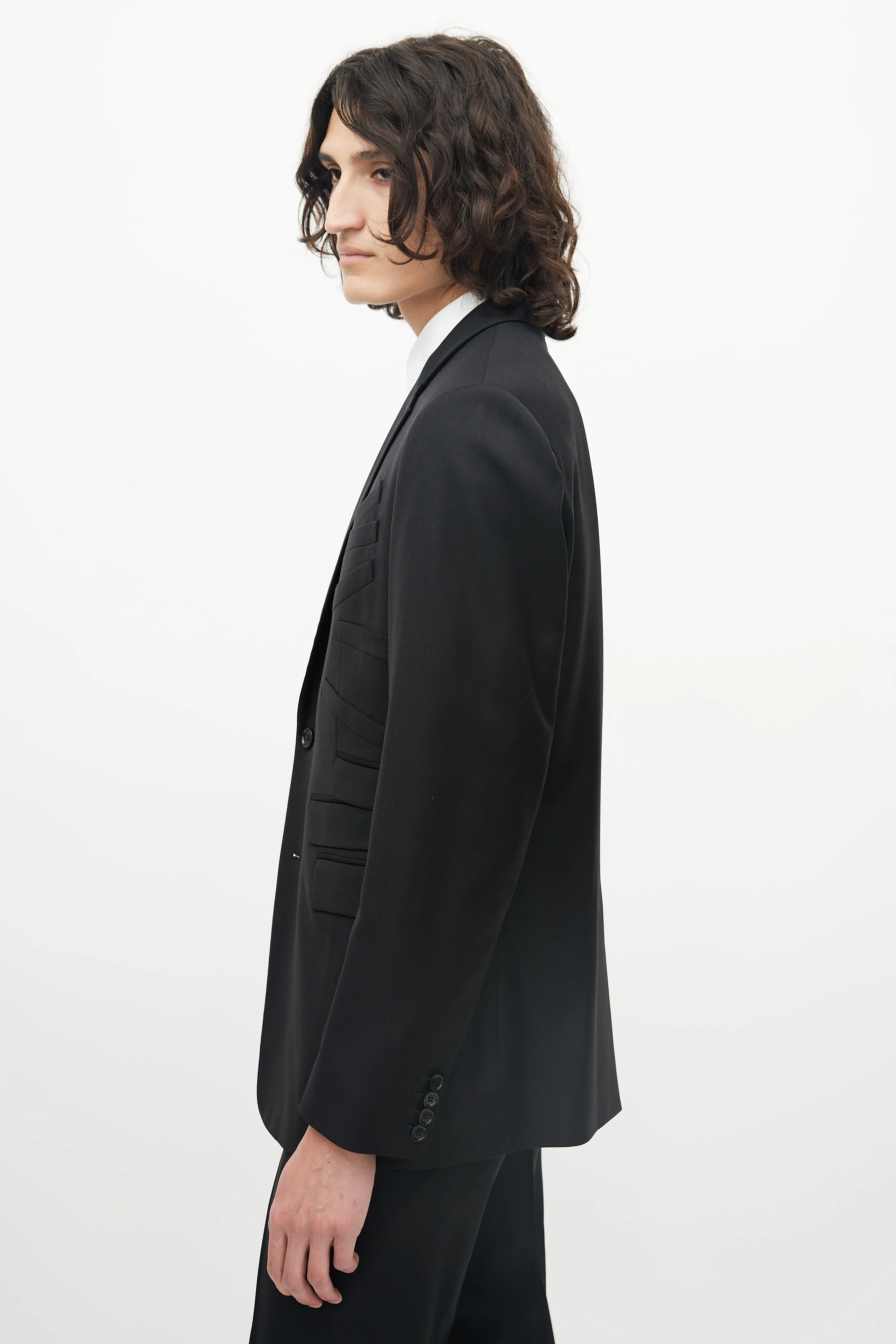 Black Wool Multi-Pocket Blazer