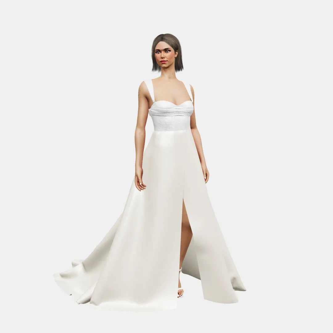 Bustier w/ drapping   A-line wrapped