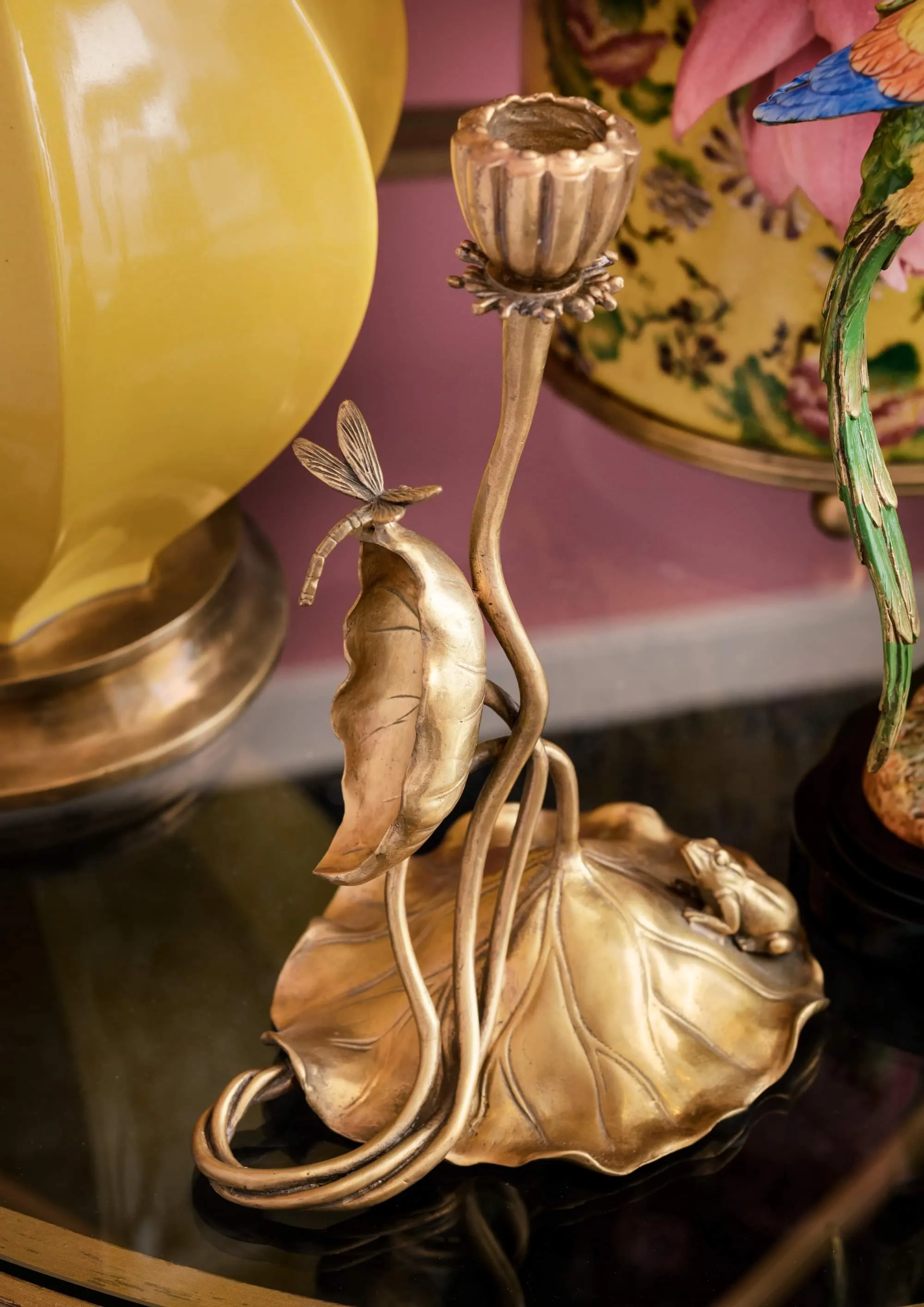 Candleholder Dragonfly & Frog