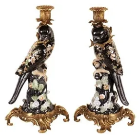 Candleholder Parrots Black Anna Sui