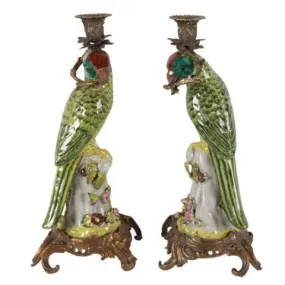 Candleholder Parrots Green