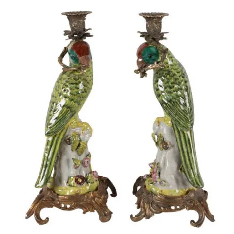 Candleholder Parrots Green