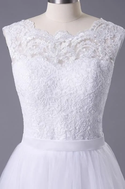 Chic Illusion Lace Tulle A-line Wedding Dress
