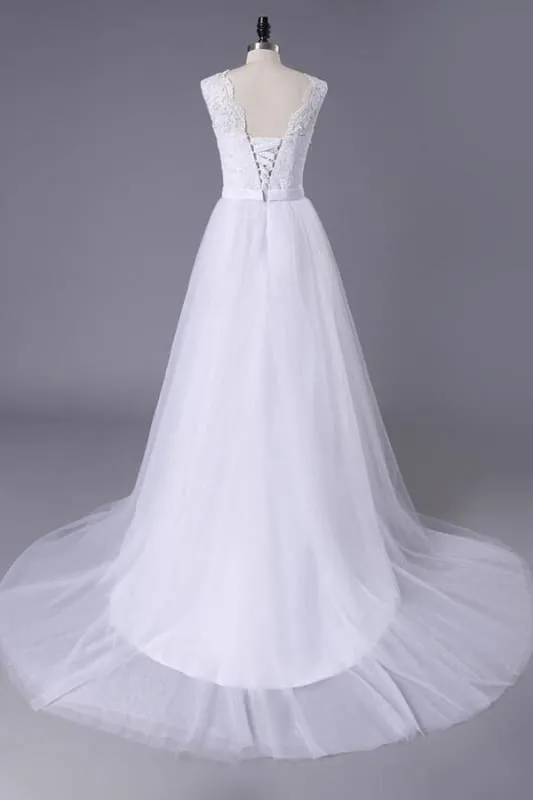 Chic Illusion Lace Tulle A-line Wedding Dress