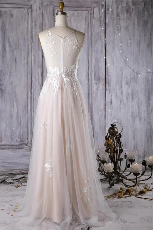 Chic Ruffle Floor Length Tulle A-line Wedding Dress