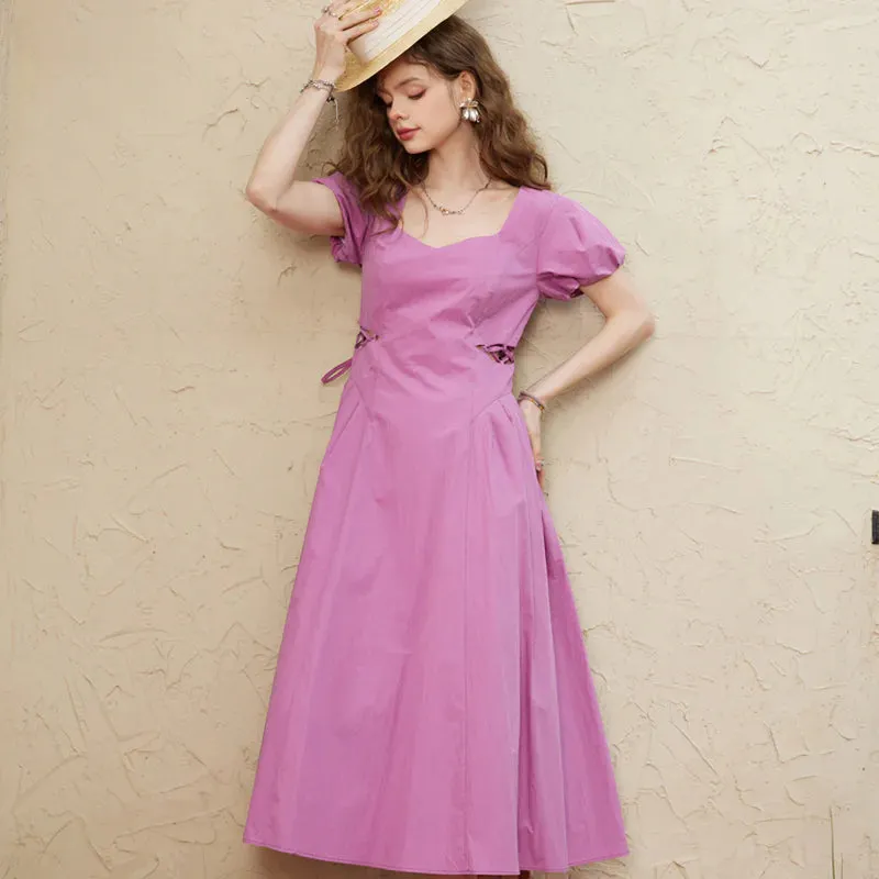 Chic Summer A-Line Mini Dress with Square Collar