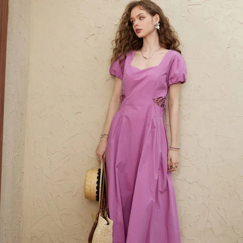 Chic Summer A-Line Mini Dress with Square Collar