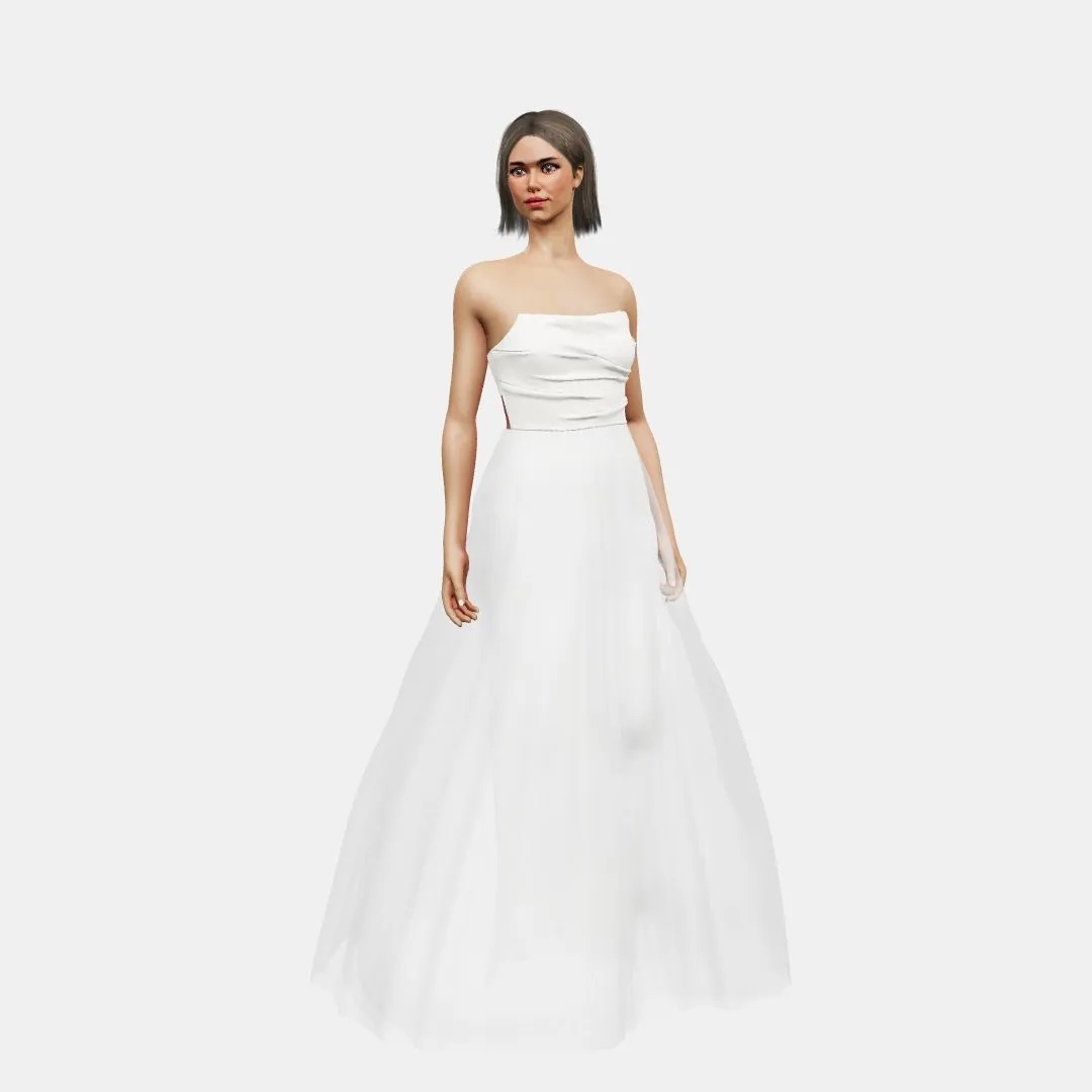 Draped bustier   A-line tulle