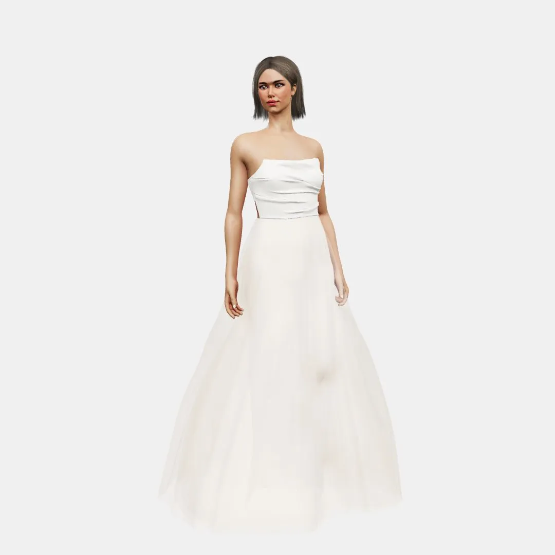 Draped bustier   A-line tulle