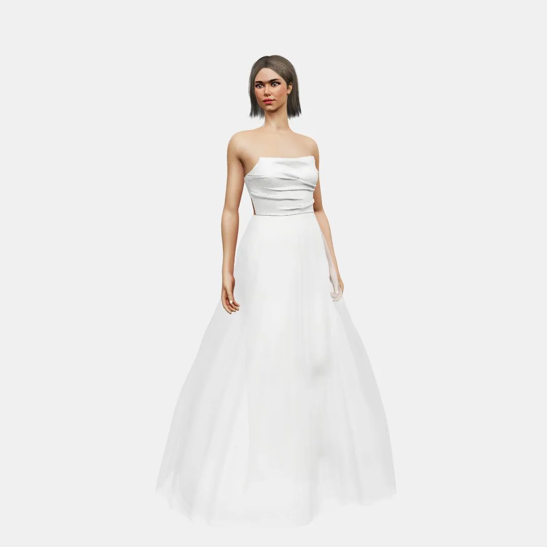 Draped bustier   A-line tulle