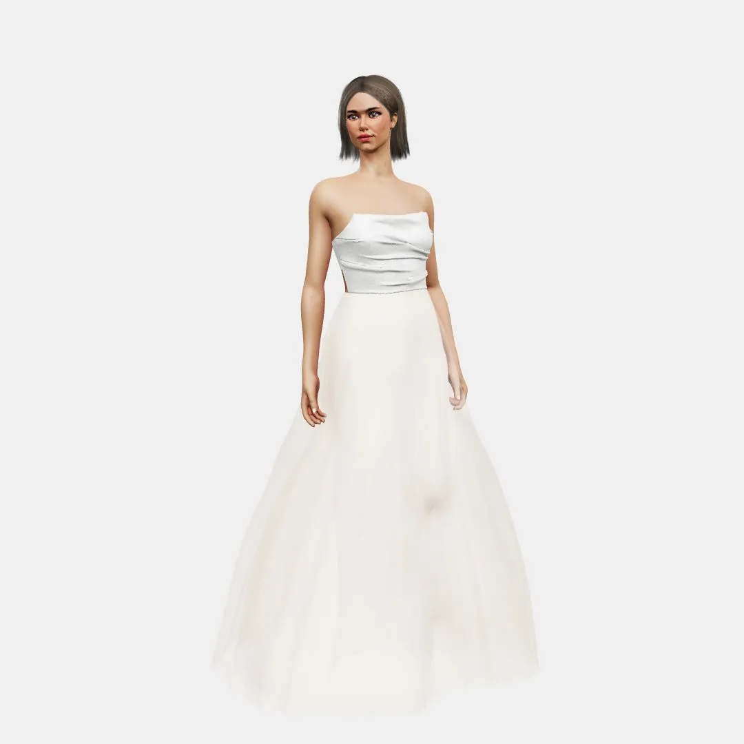 Draped bustier   A-line tulle