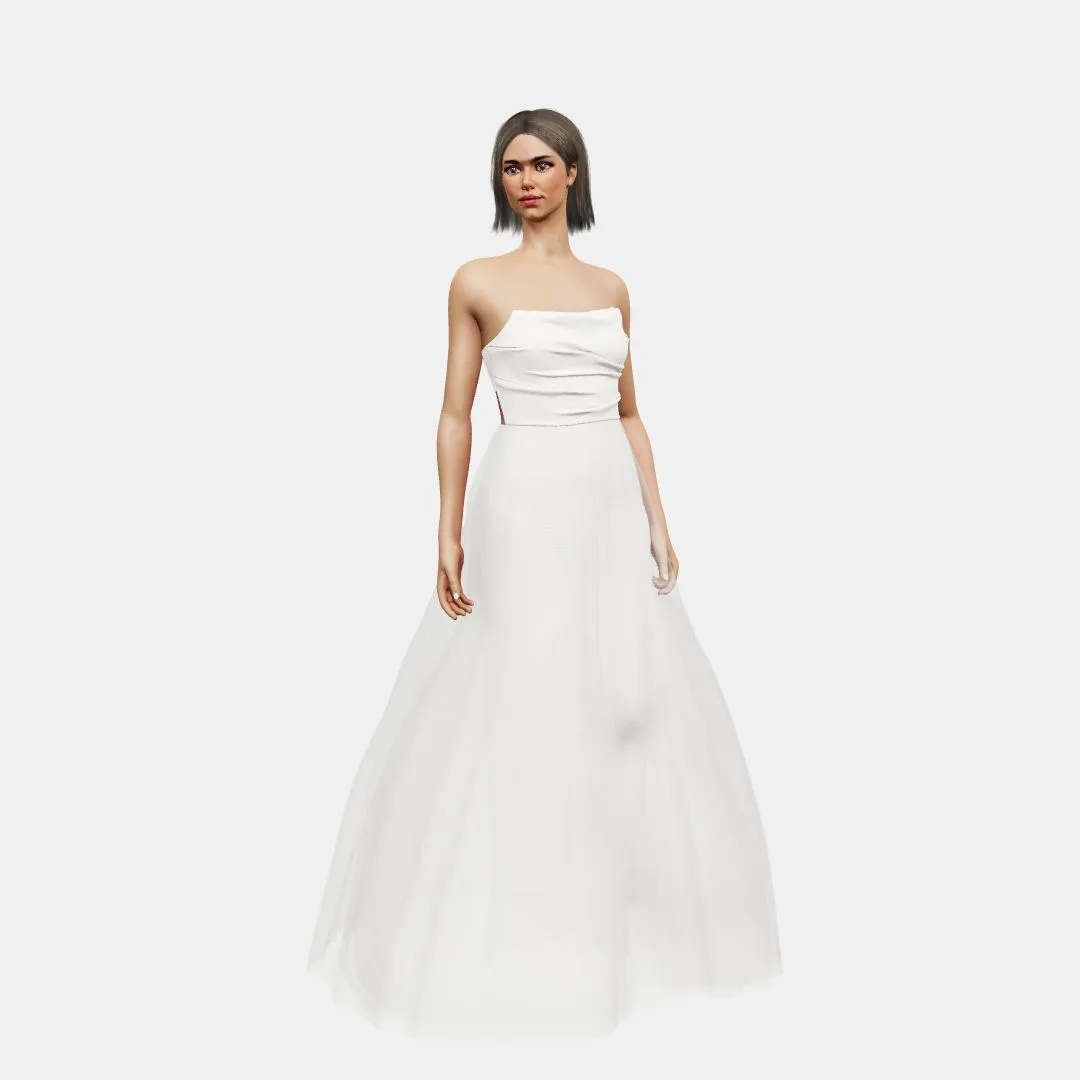 Draped bustier   A-line tulle