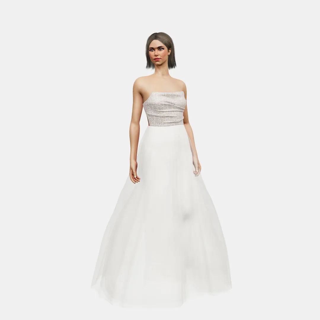 Draped bustier   A-line tulle