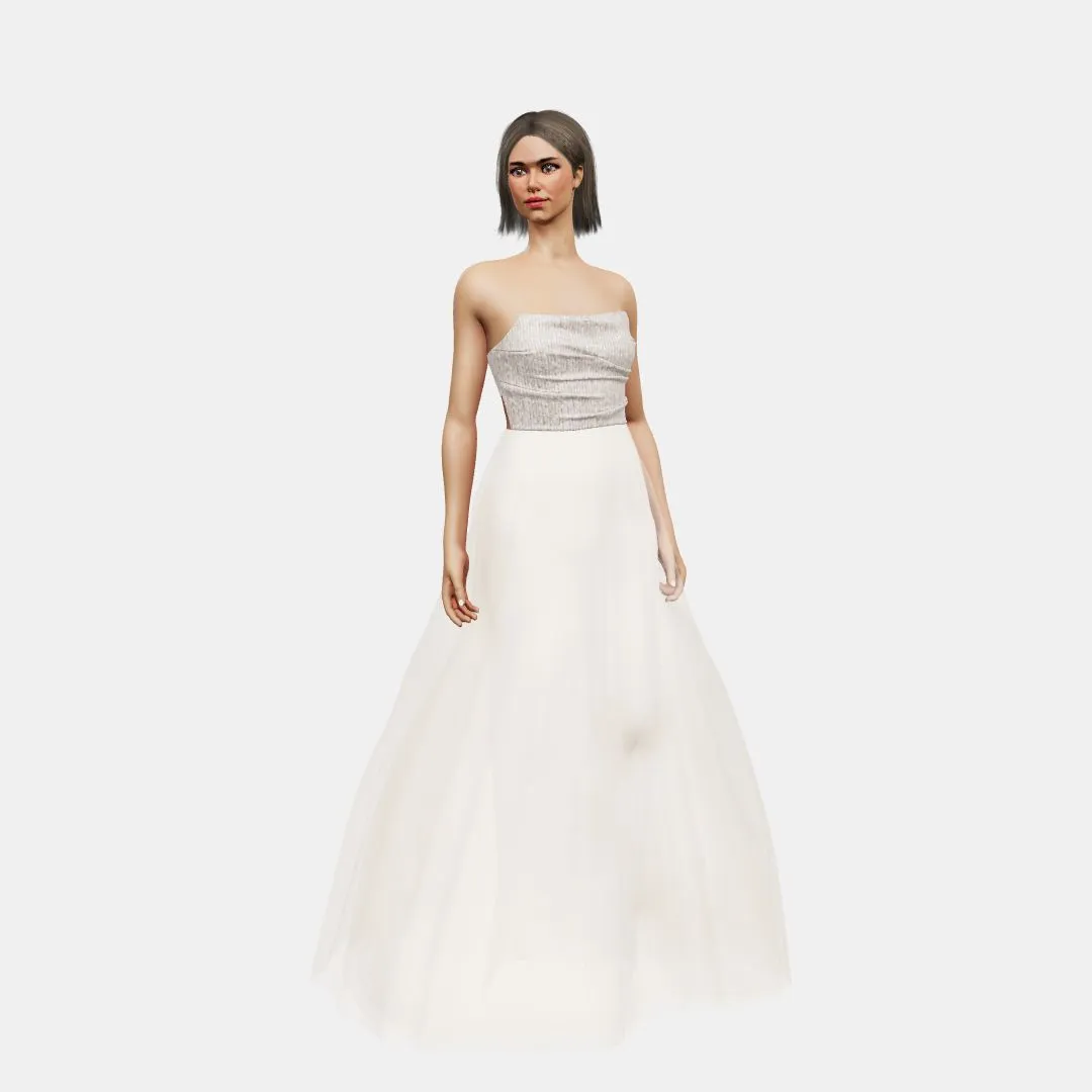 Draped bustier   A-line tulle