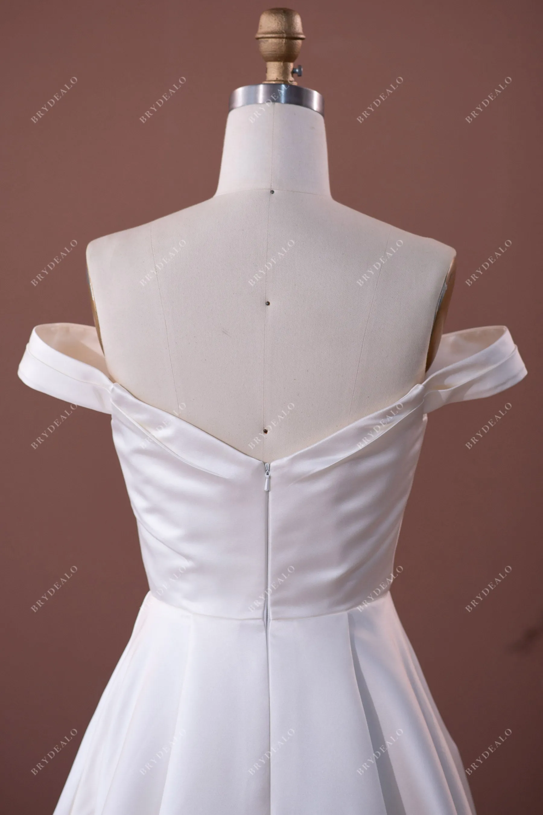 Elegant Ruched OFF-shoulder Satin Chapel Train Wedding Dress