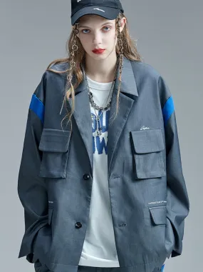 Gray Work Multi-pocket Loose Jacket