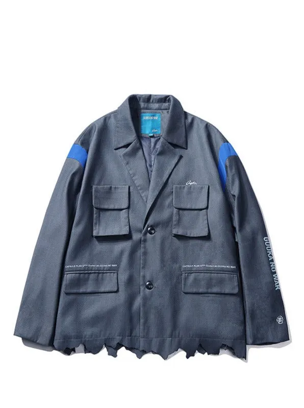 Gray Work Multi-pocket Loose Jacket