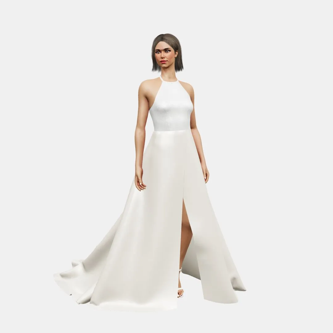 Halter neck   A-line wrapped