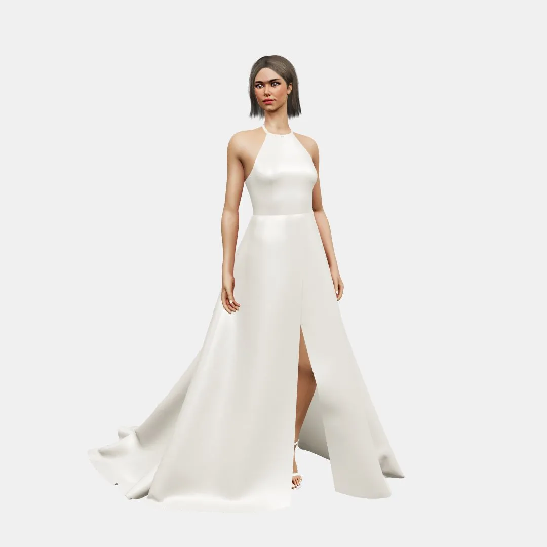 Halter neck   A-line wrapped