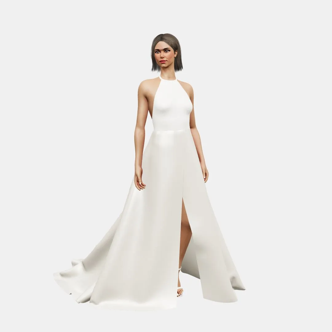 Halter neck & low back   A-line wrapped