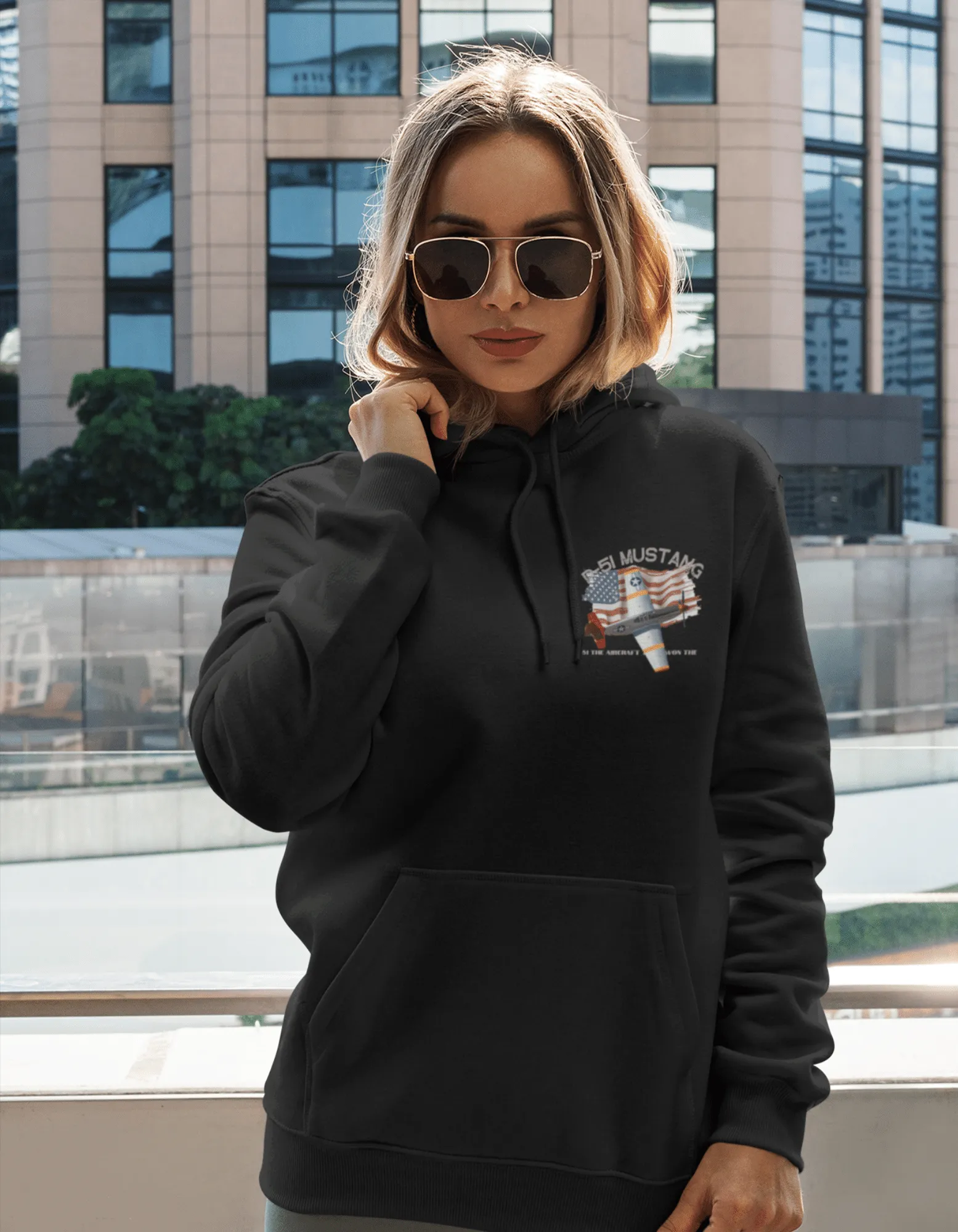 Hoodie ( P-51 Mustang ) Military Style