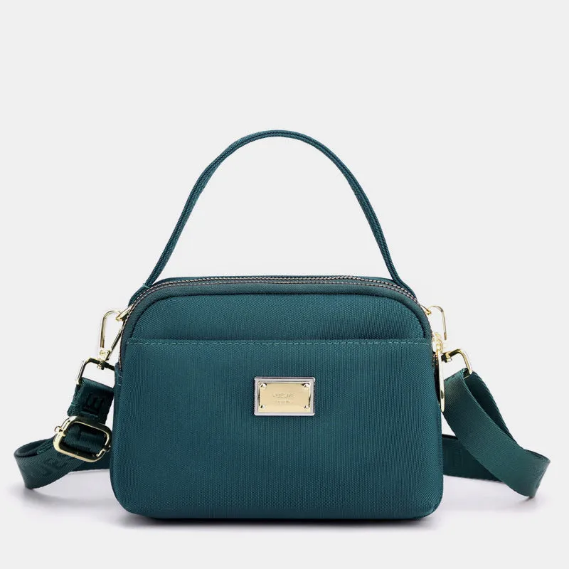 Multi Pocket Lightweight Women Purse Nylon 3 Layer Crossbody Shoulder Bag