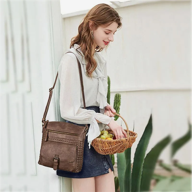 PU Leather Crossbody Bag for Women Purse Satchel Travel Tote Shoulder Bag