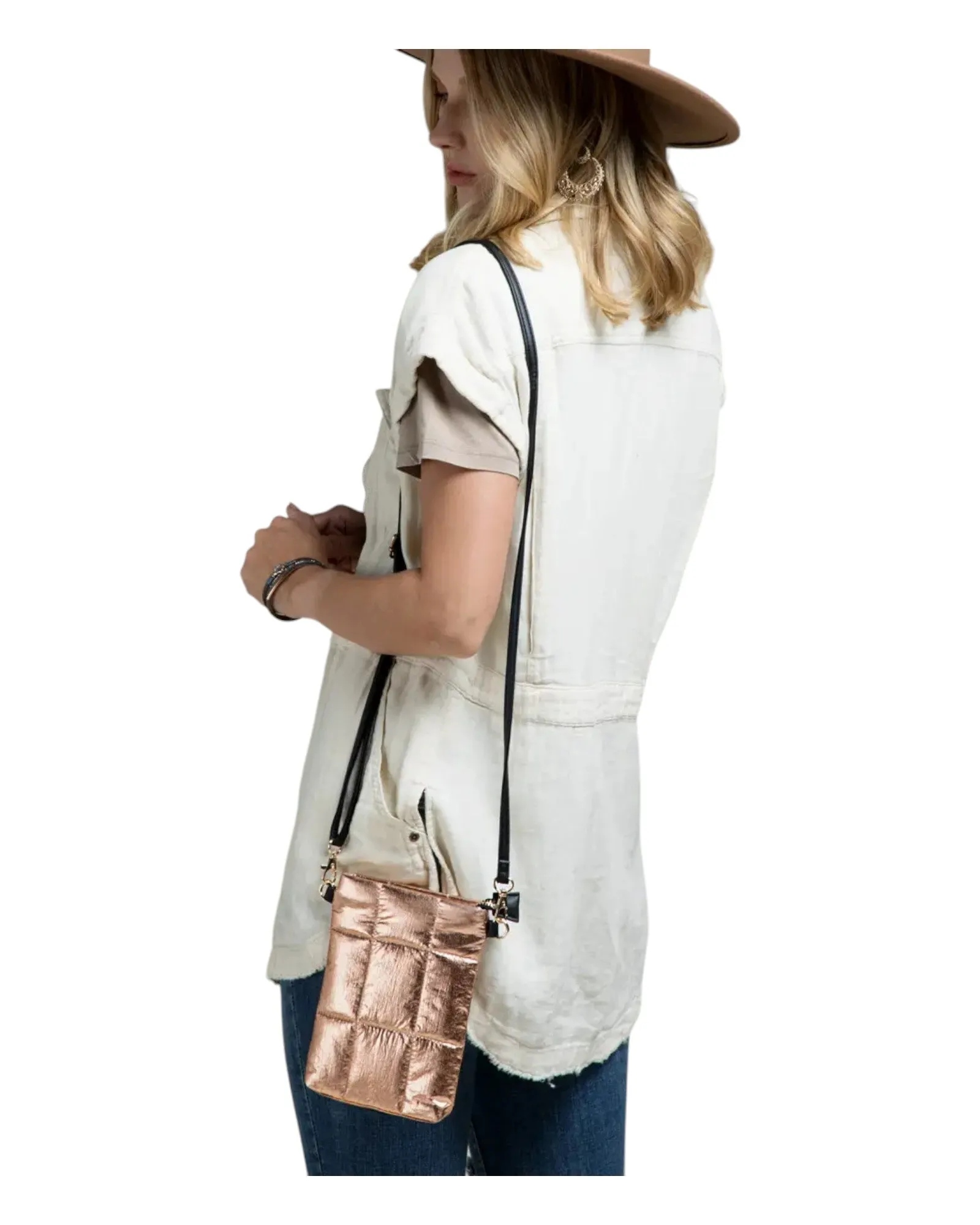 Rose Gold Metallic Bubble Small Crossbody Bag