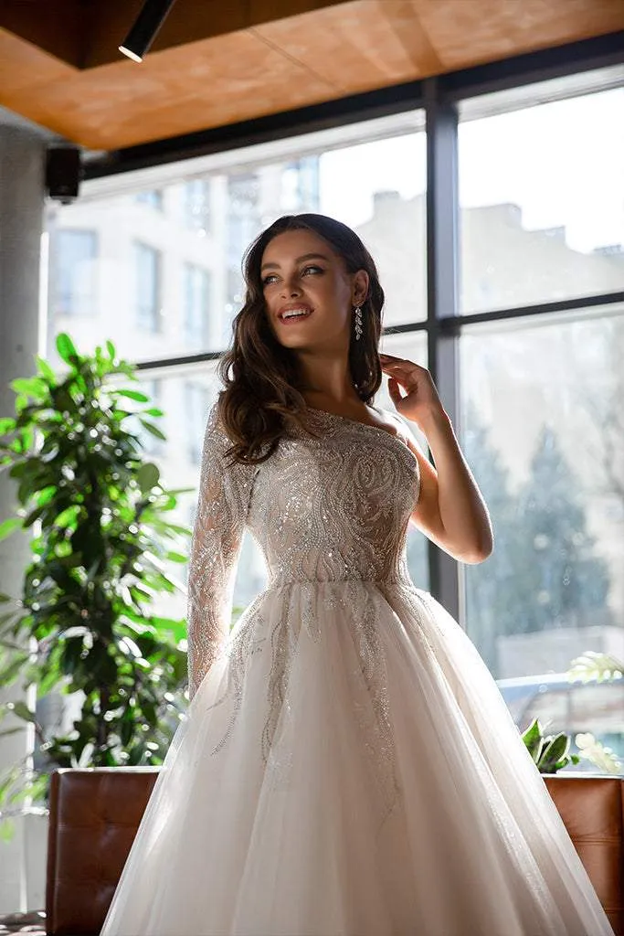 Silvery But Simple Wedding Dress