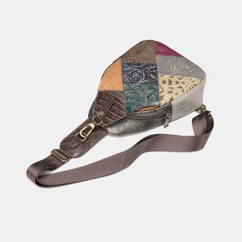Sling Bag for Women Vintage Folk-Custom Leather Travel Crossbody Bag