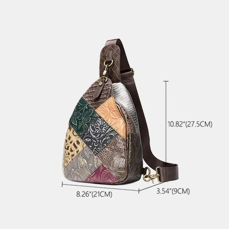 Sling Bag for Women Vintage Folk-Custom Leather Travel Crossbody Bag