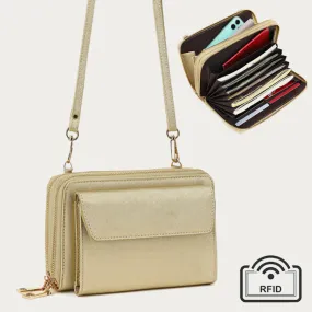 Vegan Leather RFID Blocking Phone Purse for Women Multi-Slot Crossbody Bag