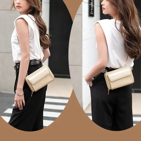 Vegan Leather RFID Blocking Phone Purse for Women Multi-Slot Crossbody Bag