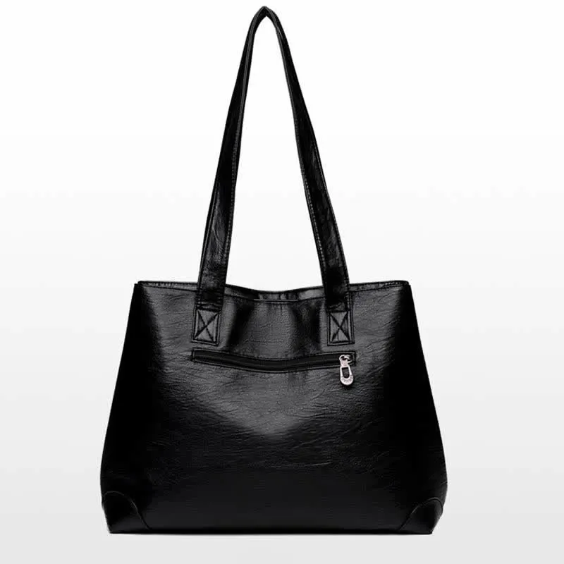 Women's Double Compartment Soft Faux Leather Tote Handbag Shoulder Bag Purse