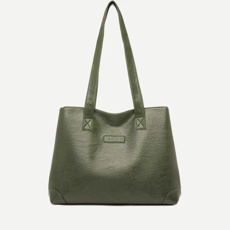 Women's Double Compartment Soft Faux Leather Tote Handbag Shoulder Bag Purse